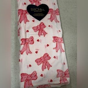 rachel roy Pink Bow Plush Throw Blanket